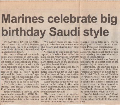 Image of 1st Marine Division Band News Story About Birthday Ball