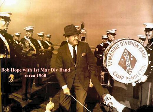 Image of Bob Hope with 1st Marine Division Band